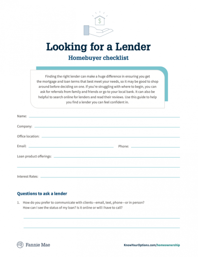 Looking for a Lender